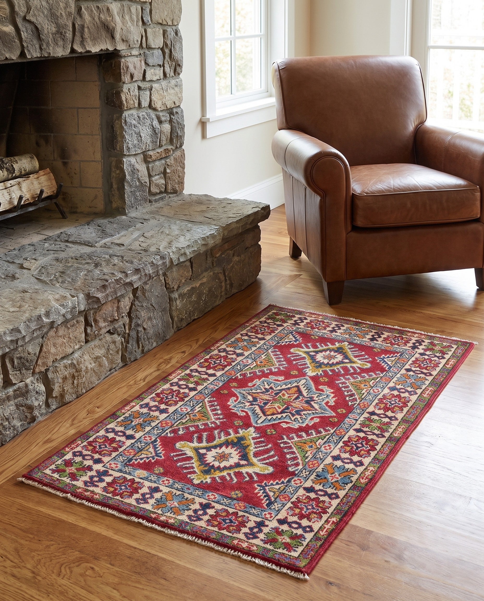 75cm x 125cm Hand Knotted Kazak Rug