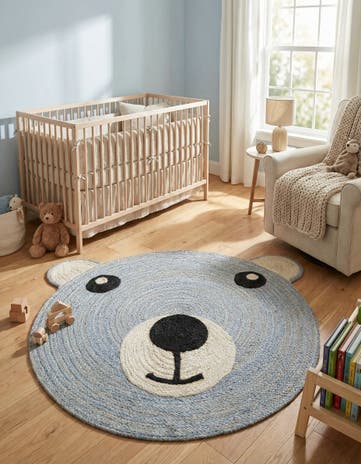 6' 1 x 6' 1 Hand Braided Kids Braided Jute Round Rug