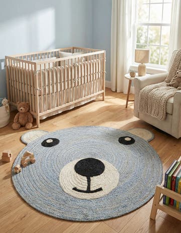6' 1 x 6' 1 Hand Braided Kids Braided Jute Round Rug