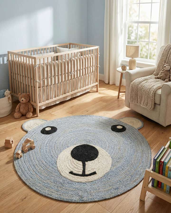 6' 1 x 6' 1 Hand Braided Kids Braided Jute Round Rug