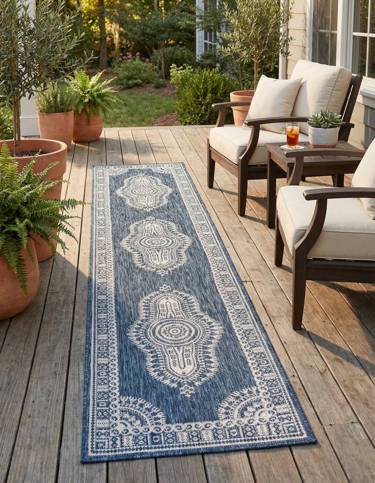 Detail image of 2' 7 x 12' Easy-Clean Traditional Indoor / Outdoor Runner Rug