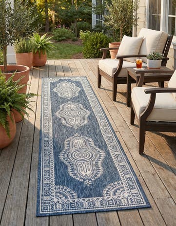 2' 7 x 12' Easy-Clean Traditional Indoor / Outdoor Runner Rug