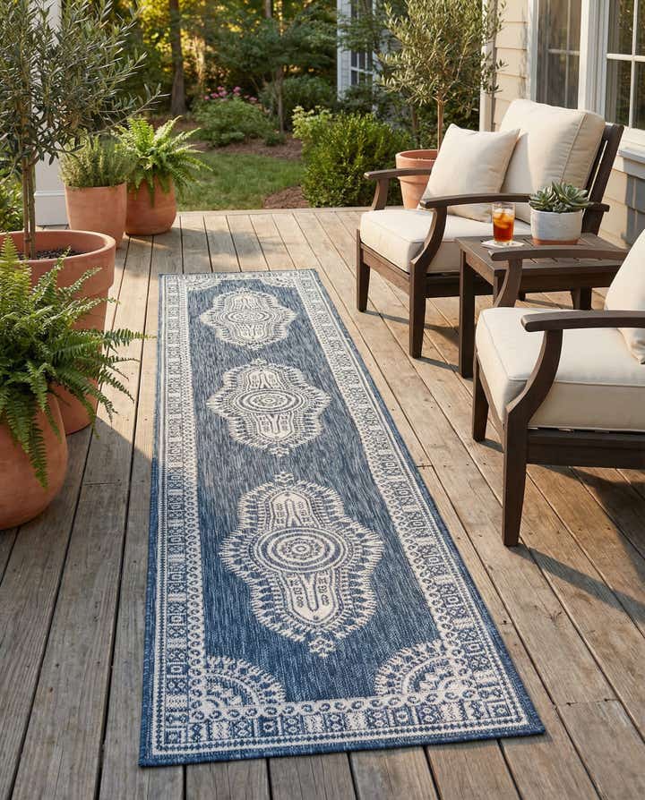 2' 7 x 12' Easy-Clean Traditional Indoor / Outdoor Runner Rug