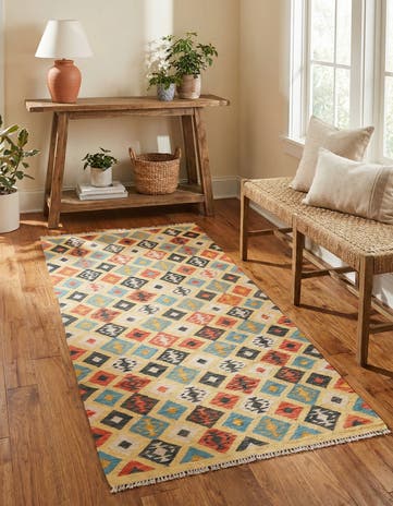 3' 3 x 6' 6 Hand Woven Kilim Maymana Wool Runner Rug