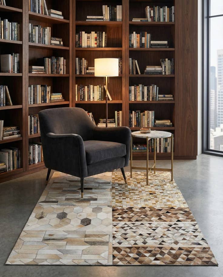 Detail image of 5' 2 x 8' Cowhide - Patchwork Rug