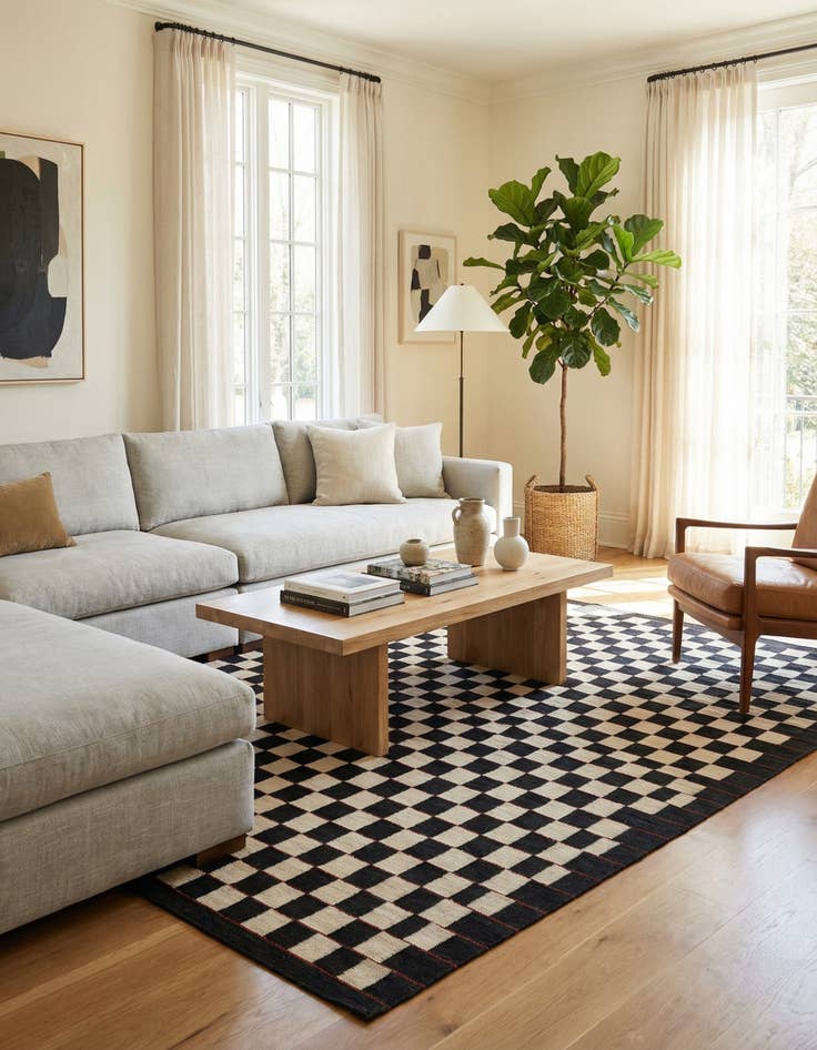 Detail image of 5' 8 x 7' 8  Hand Woven Kilim Modern Wool Rug