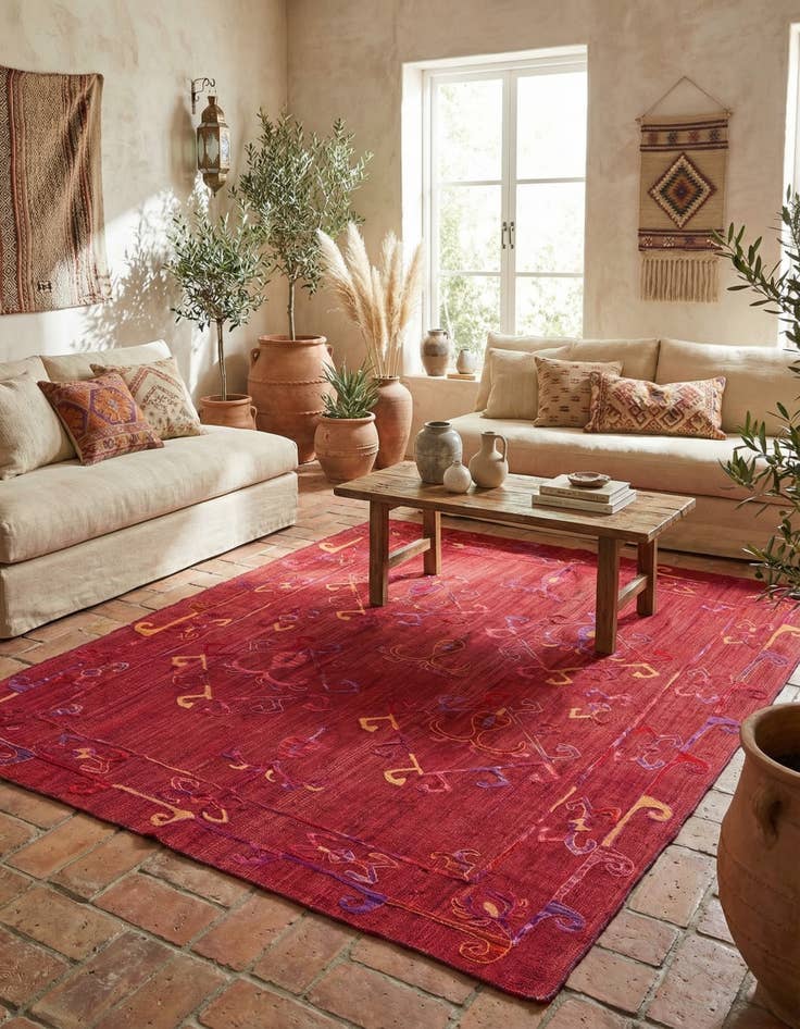 Detail image of 5' 10 x 7' 4  Hand Woven Kilim Suzani Wool Rug