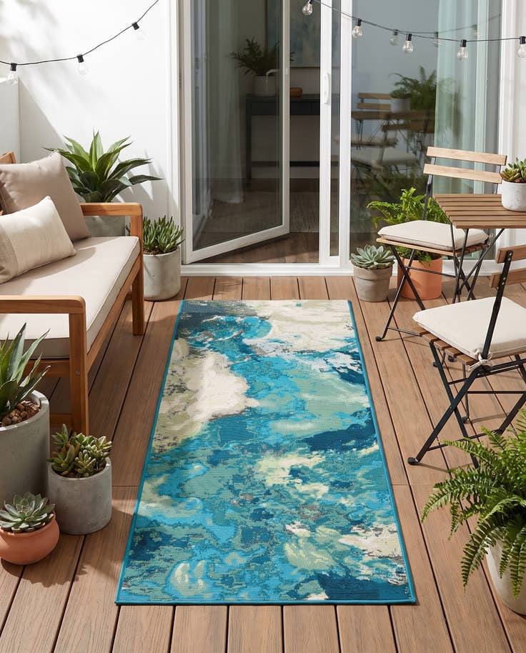Detail image of 2' x 5' 1 Easy-Clean Modern Indoor / Outdoor Runner Rug