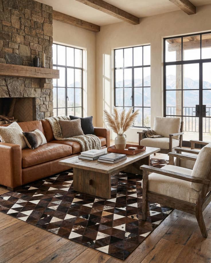 Detail image of 5' x 8' Cowhide Stocks Rug