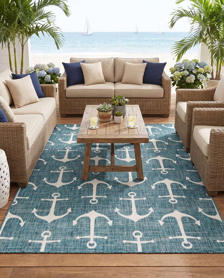 6' x 9' Easy-Clean Coastal Indoor / Outdoor Rug