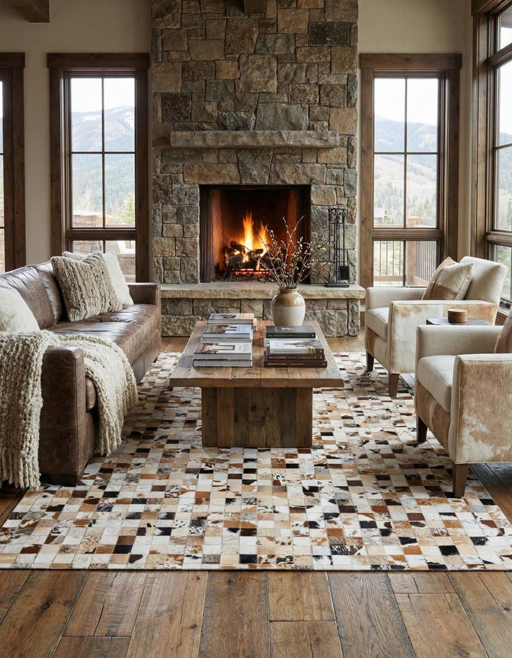 Detail image of 5' x 8' Cowhide Leather Rug