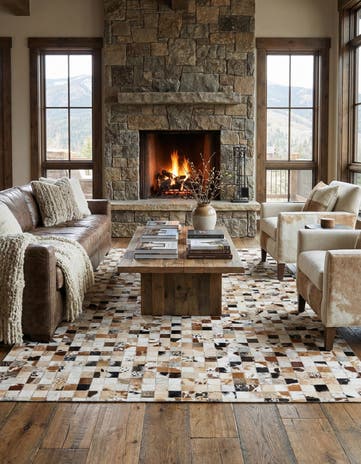 5' x 8' Cowhide Leather Rug