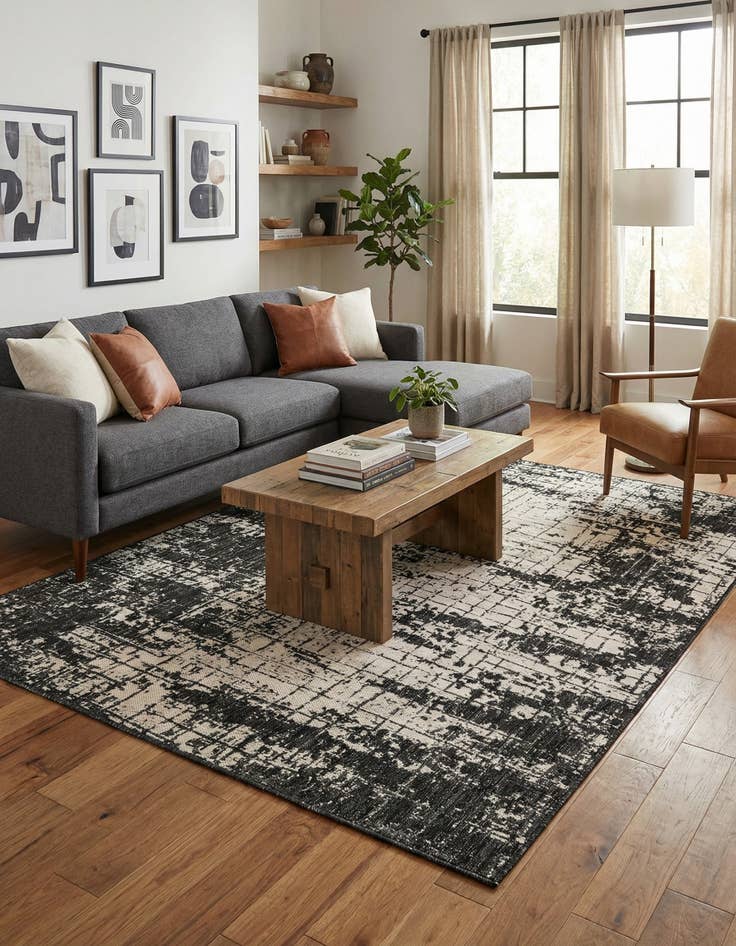 Detail image of 5' 3 x 8' Easy-Clean Modern Indoor / Outdoor Rug