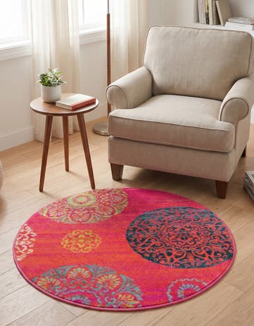 Rust Red Azalea Round Rug