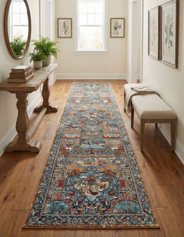 Detail image of 2' 7 x 12'  Washable Traditional Indoor / Outdoor Runner Rug
