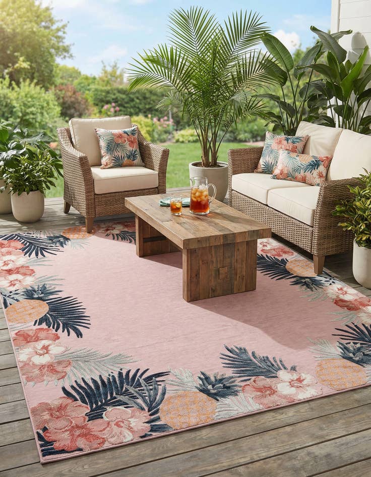 Detail image of  9' 9 x 12'  Washable Botanical Indoor / Outdoor Rug