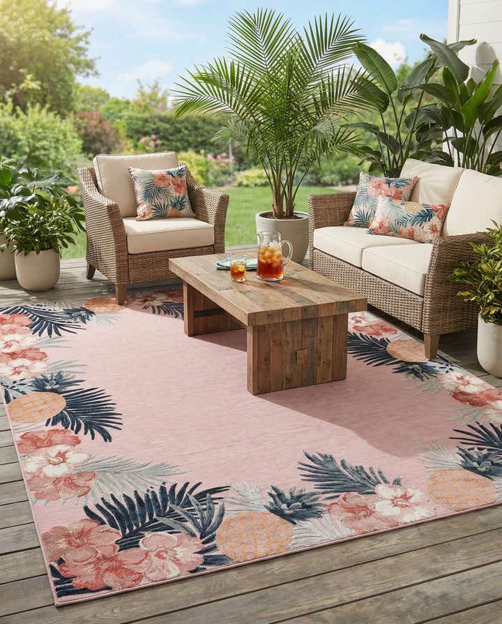 9' 9 x 12' Easy-Clean Botanical Indoor / Outdoor Rug