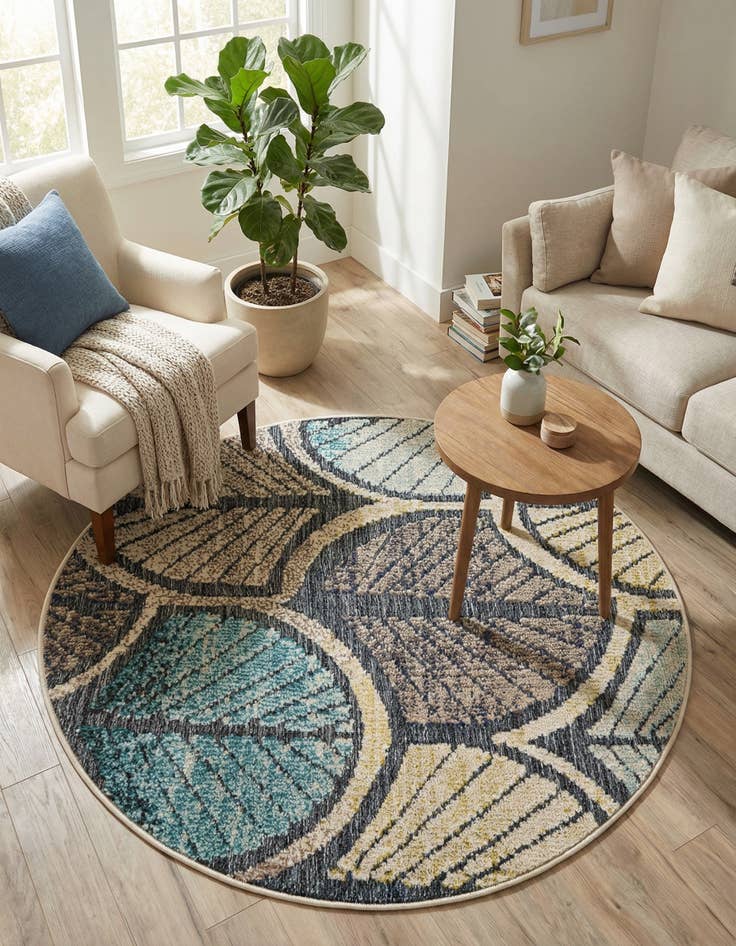 Detail image of  3' x 3'  Washable Casablanca Indoor / Outdoor Round Rug