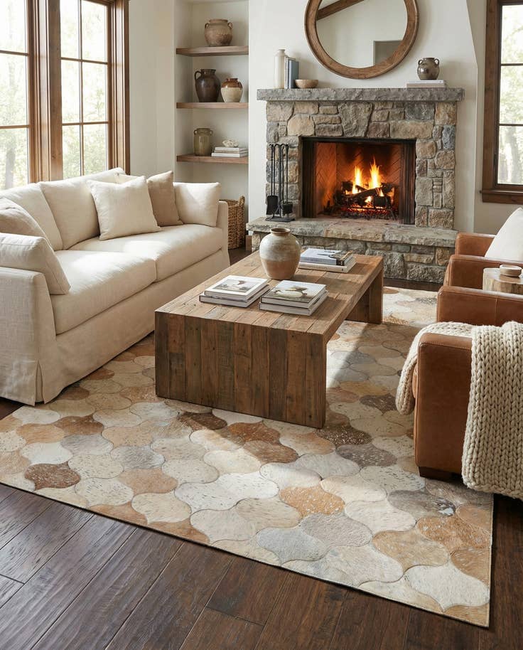 Detail image of 5' 1 x 8' 4 Cowhide - Patchwork Rug