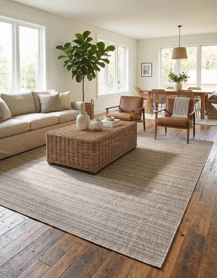 Detail image of 10' x 14' Easy-Clean Striped Indoor / Outdoor Rug