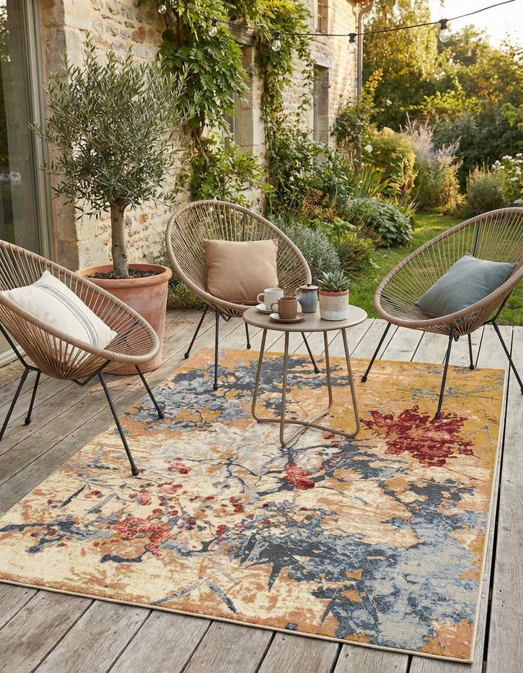 Detail image of  5' 3 x 8'  Washable Modern Indoor / Outdoor Rug