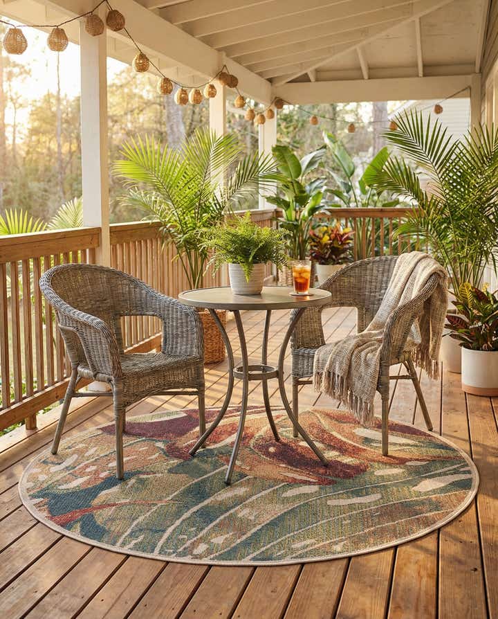 5' 3 x 5' 3 Easy-Clean Baja Indoor / Outdoor Round Rug