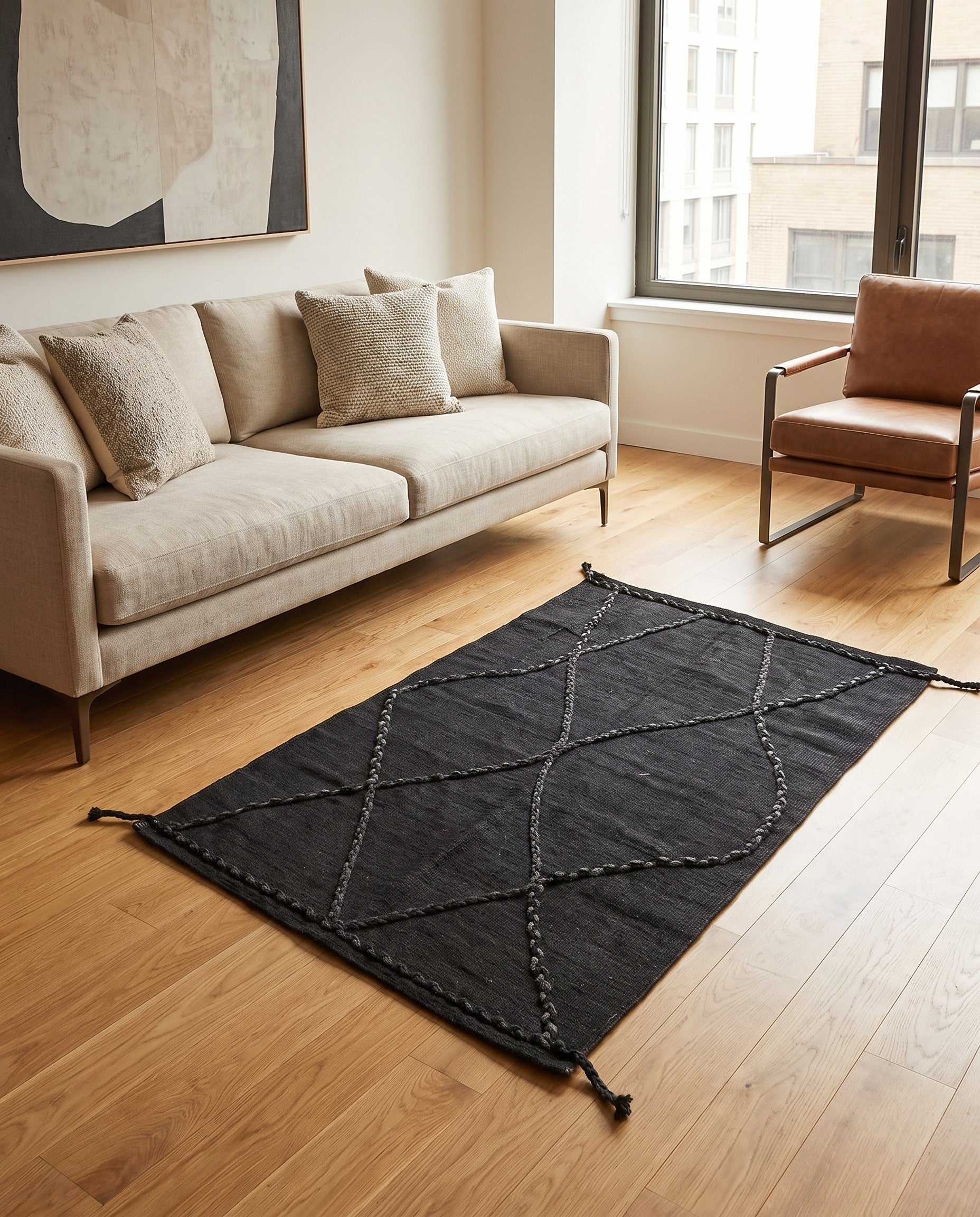 3' 4 x 4' 9 Hand Woven Kilim Modern Wool Rug