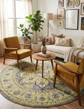 Gray Washable Palazzo Round Rug