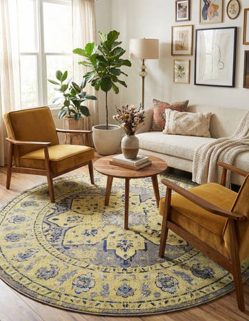 Gray Washable Palazzo Round Rug