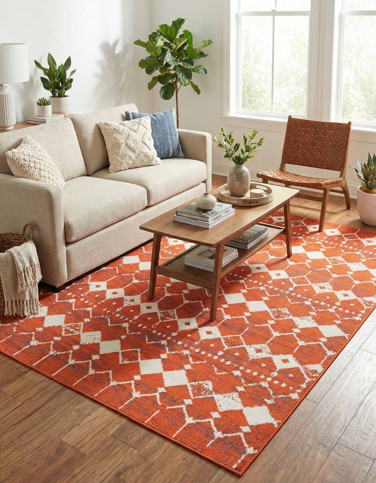 Detail image of 6' x 9'  Washable Trellis Indoor / Outdoor Rug