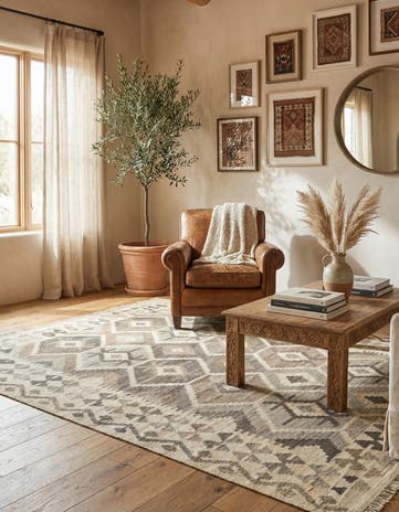 5' 2 x 6' 8 Hand Woven Kilim Maymana Wool Rug