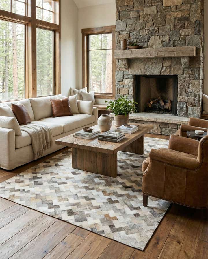 5' 7 x 7' 10 Cowhide Stocks Rug
