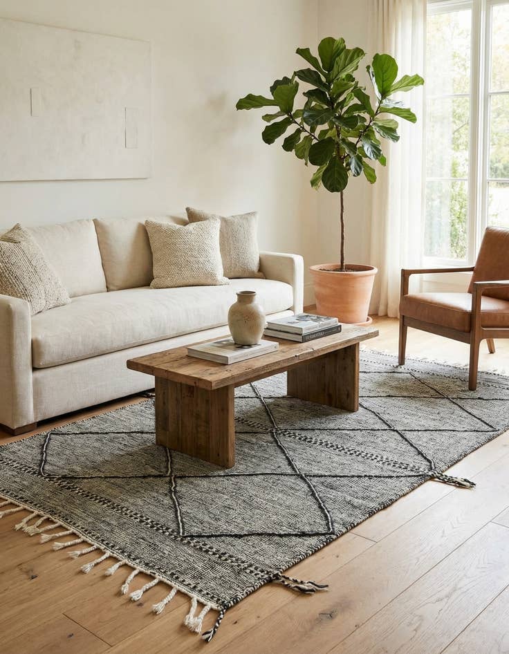 Detail image of 5' x 8'  Hand Knotted Moroccan Wool Rug