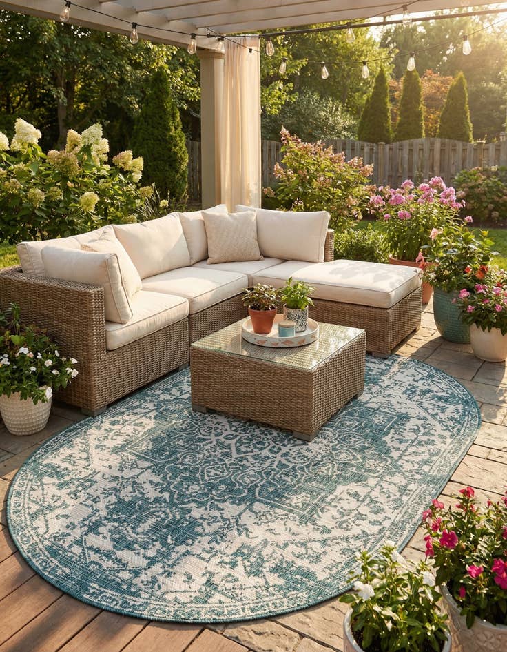 Detail image of 5' 3 x 8' Easy-Clean Jill Zarin Dubai Indoor / Outdoor Oval Rug