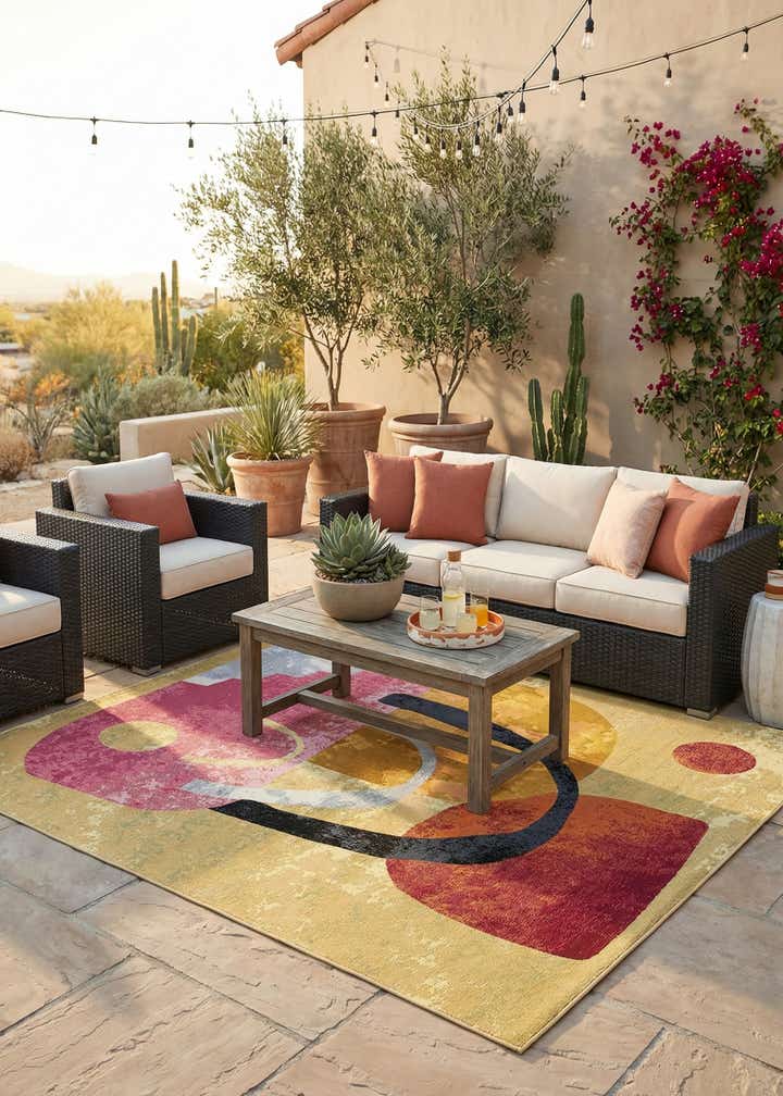 7' 10 x 7' 10 Easy-Clean Modern Indoor / Outdoor Square Rug