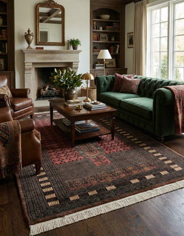 4' 3 x 5' 11 Hand Knotted Bokhara Oriental Wool Rug