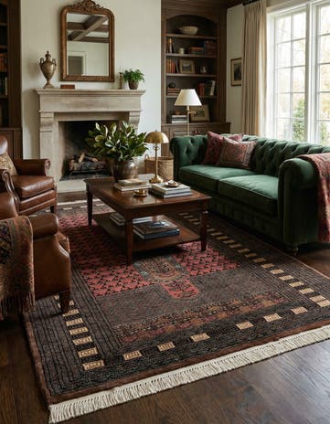 4' 3 x 5' 11 Hand Knotted Bokhara Oriental Wool Rug