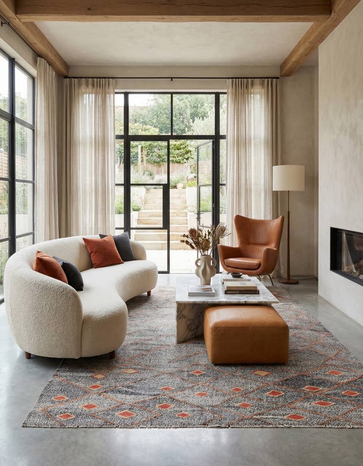 Detail image of 6' 3 x 9' 2  Hand Woven Kilim Modern Wool Rug