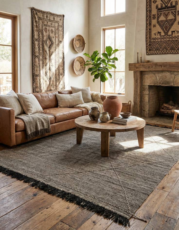 Detail image of 8' 2 x 10'  Hand Knotted Moroccan Wool Rug