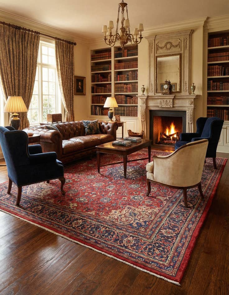 Detail image of  9' 7 x 13' 2  Hand Knotted Sarough Persian Wool Rug