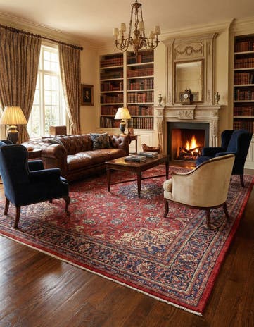 9' 7 x 13' 2 Hand Knotted Sarough Persian Wool Rug