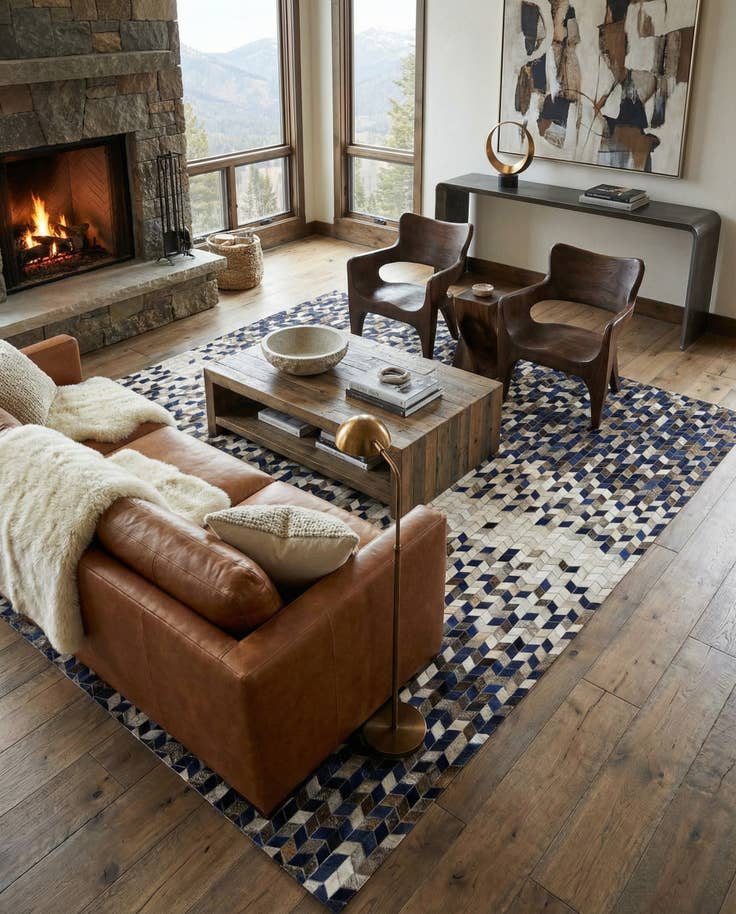 Detail image of 8' x 10' Cowhide Stocks Rug