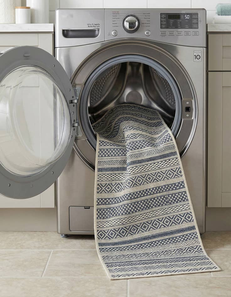 Detail image of 2' x 6'  Washable Striped Indoor / Outdoor Runner Rug