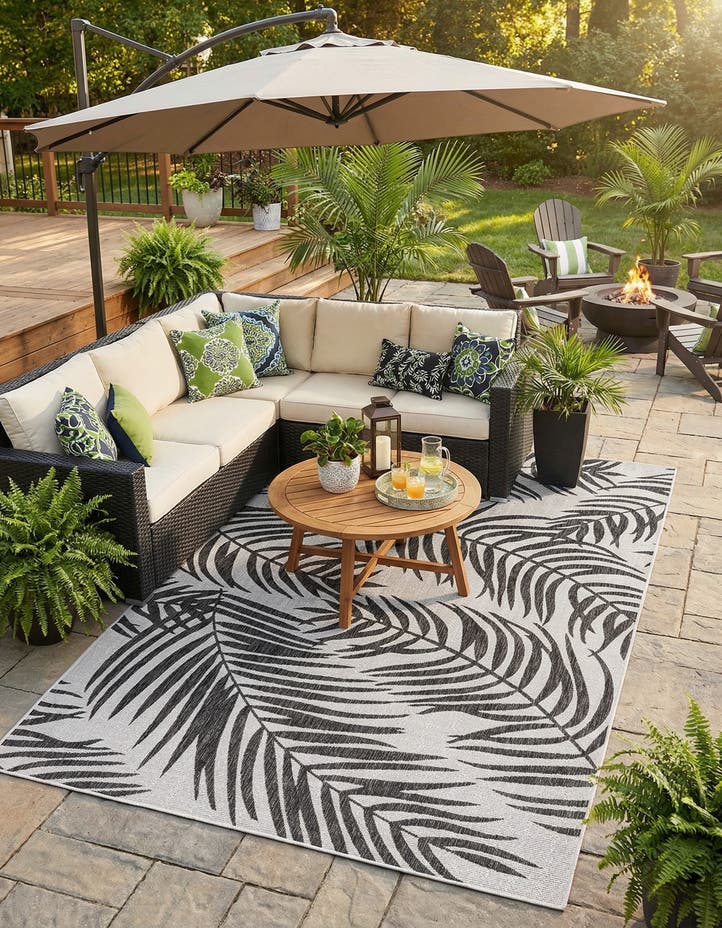 7' x 10' Easy-Clean Botanical Indoor / Outd...