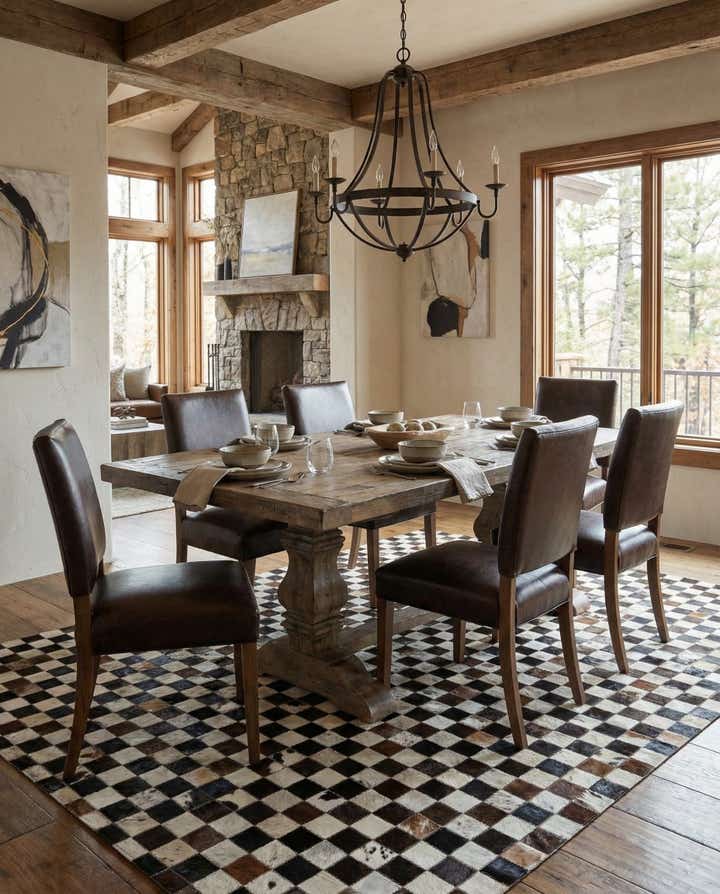 5' 1 x 8' 2 Cowhide Leather Rug