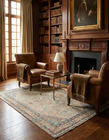 4' 5 x 7' Hand Knotted Sarough Persian Wool Rug