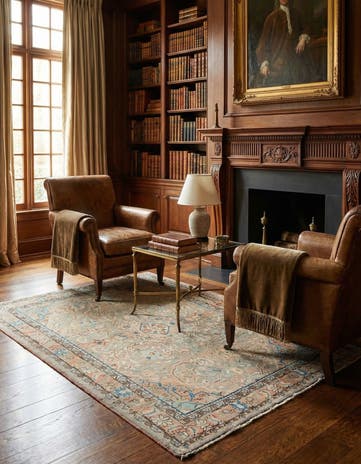 4' 5 x 7' Hand Knotted Sarough Persian Wool Rug
