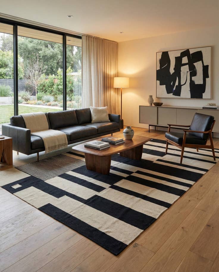 Detail image of 6' 7 x 9' 9 Hand Woven Kilim Modern Wool Rug