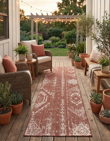 2' 7 x 12' Easy-Clean Bohemian Indoor / Outdoor Runner Rug