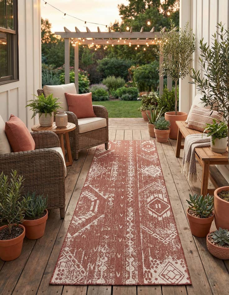 Detail image of 2' 7 x 12' Easy-Clean Bohemian Indoor / Outdoor Runner Rug